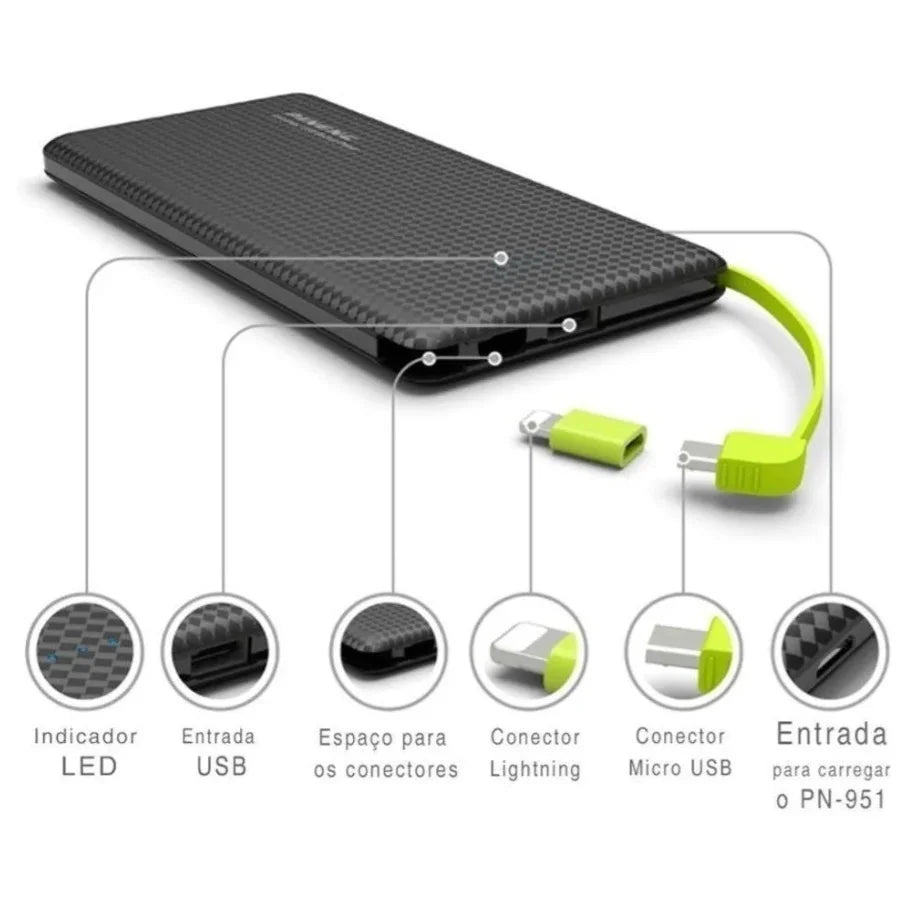 Carregador Portátil Celular 10000mah Bateria Externa Pineng PN - 951